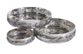 A set of three graduated Italian silver bowls