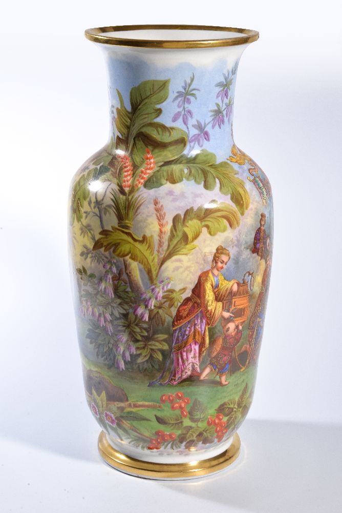 ‡ A French porcelain vase painted with Chinese figures within a temple setting - Image 4 of 4