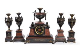 A French clock garniture in the Egyptian revival taste