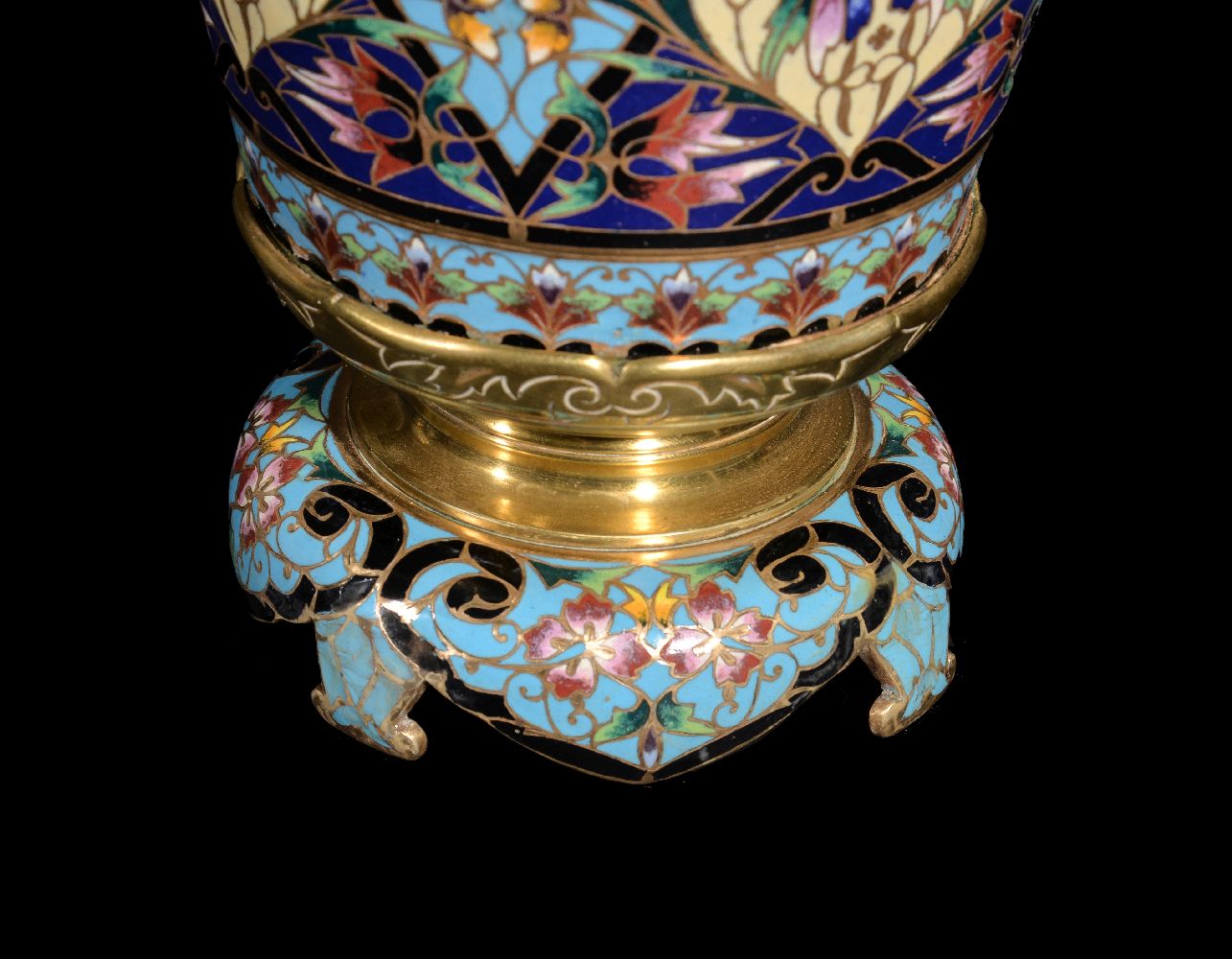 ‡ A pair of French gilt bronze and champlevé enamel vases in the Orientalist taste - Image 3 of 3