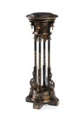 ‡ A French black and gilt japanned pedestal