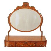 A Sheraton Revival satinwood and painted dressing mirror