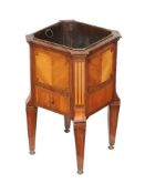 A Continental walnut and inlaid wine cooler or jardiniere