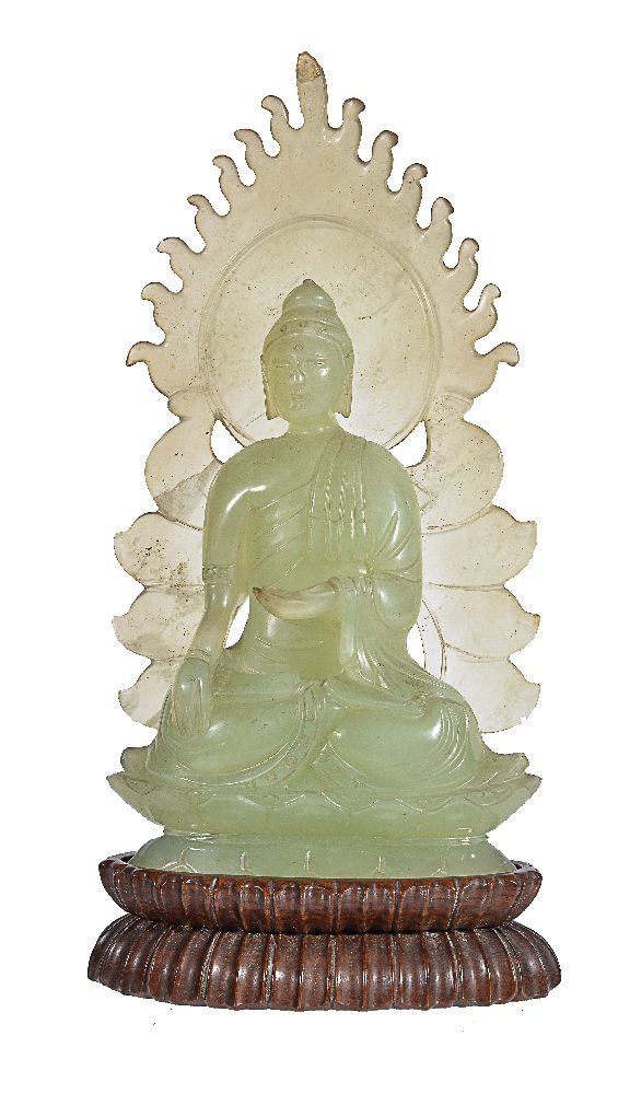 A Chinese jadeite figure of Buddha Shakyamuni