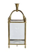 A gilt brass and glazed hall lantern