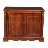 A flame mahogany side cabinet in Regency style