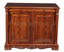 A flame mahogany side cabinet in Regency style
