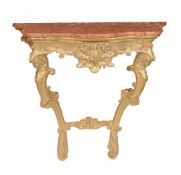 A giltwood and marble topped console table