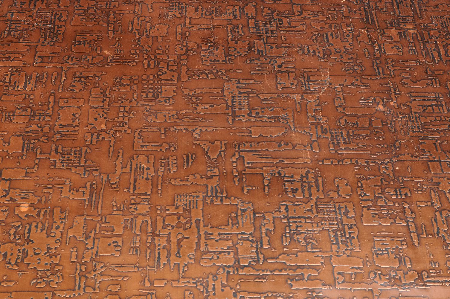 ϒ A rosewood and embossed copper topped coffee table - Image 3 of 3