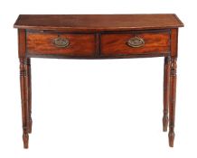 ϒ A Regency mahogany and ebony inlaid bowfront side table