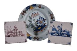 An English delft polychrome chinoiserie plate