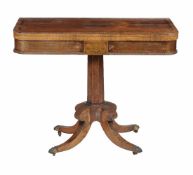 ϒ A George IV rosewood and brass inlaid card table