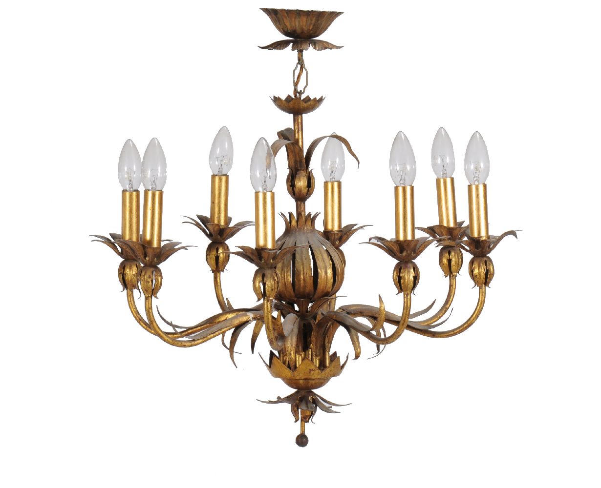 An Italian gilt metal six light chandelier in the form of a pineapple - Image 2 of 3