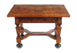 A Dutch walnut and marquetry inlaid centre table