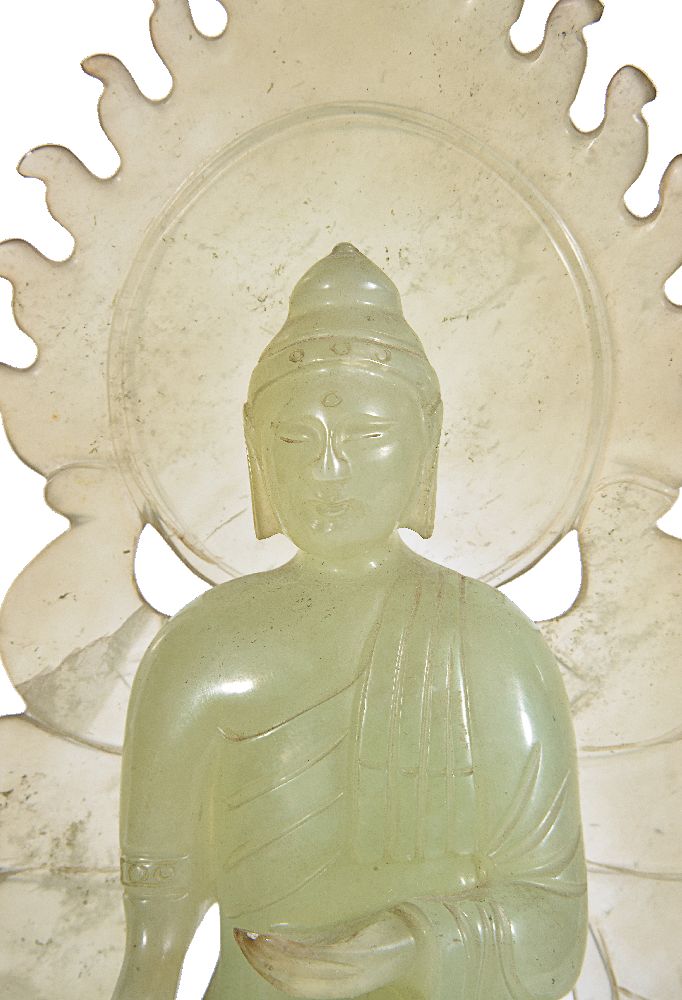 A Chinese jadeite figure of Buddha Shakyamuni - Image 2 of 3