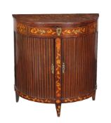 A Dutch mahogany and marquetry inlaid side cabinet