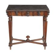 An Italian walnut and marble topped side table