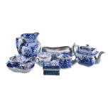 A selection of Staffordshire blue and white printed pottery