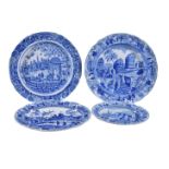 Three Spode blue and white printed pearlware 'Caramanian' series pieces