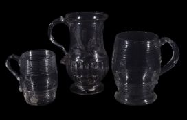 Three glass mugs