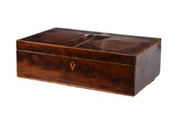 ϒ A George III mahogany, amboyna, and rosewood banded box