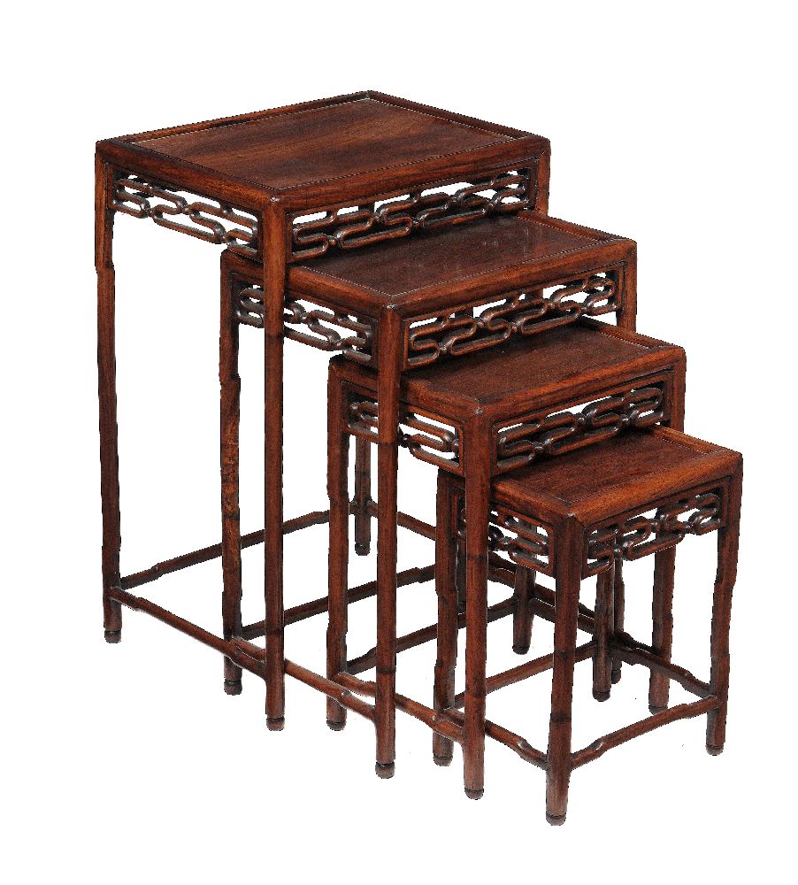 A nest of Chinese hardwood quartetto tables