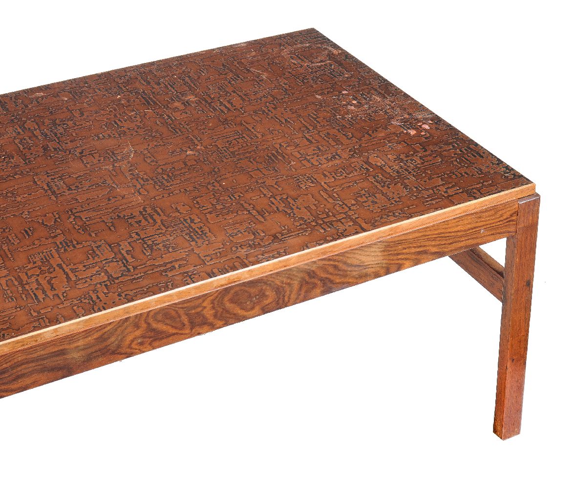 ϒ A rosewood and embossed copper topped coffee table - Image 2 of 3