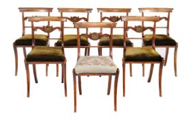 ϒ A set of six Regency simulated rosewood and gilt metal mounted dining chairs