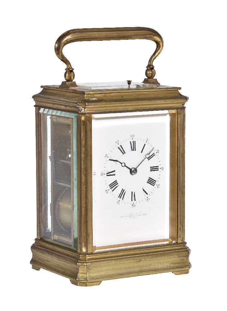 A gilt brass carriage clock