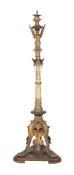 A French patinated, painted and parcel gilt metal standard lamp in Neoclassical taste