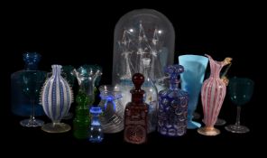 A selection of mostly late 19th century coloured glass