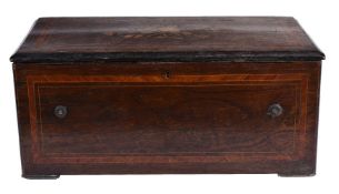 ϒ A rosewood, kingwood banded, parcel ebonised and floral marquetry inlaid 'bells and drum insight'