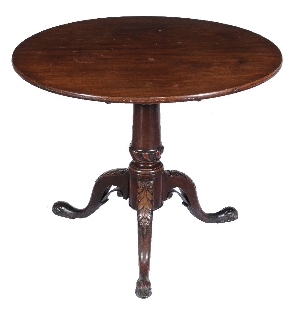 A George III mahogany birdcage tripod supper table