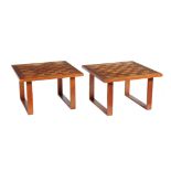A pair of teak low occasional tables