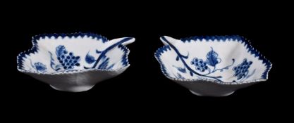 A pair of Lowestoft blue and white pickle dishes