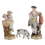 A Meissen model of a gardener after Acier and other items