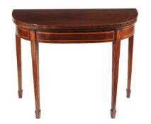 ϒ A George III mahogany and kingwood banded card table