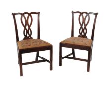 A pair of George III mahogany side chairs