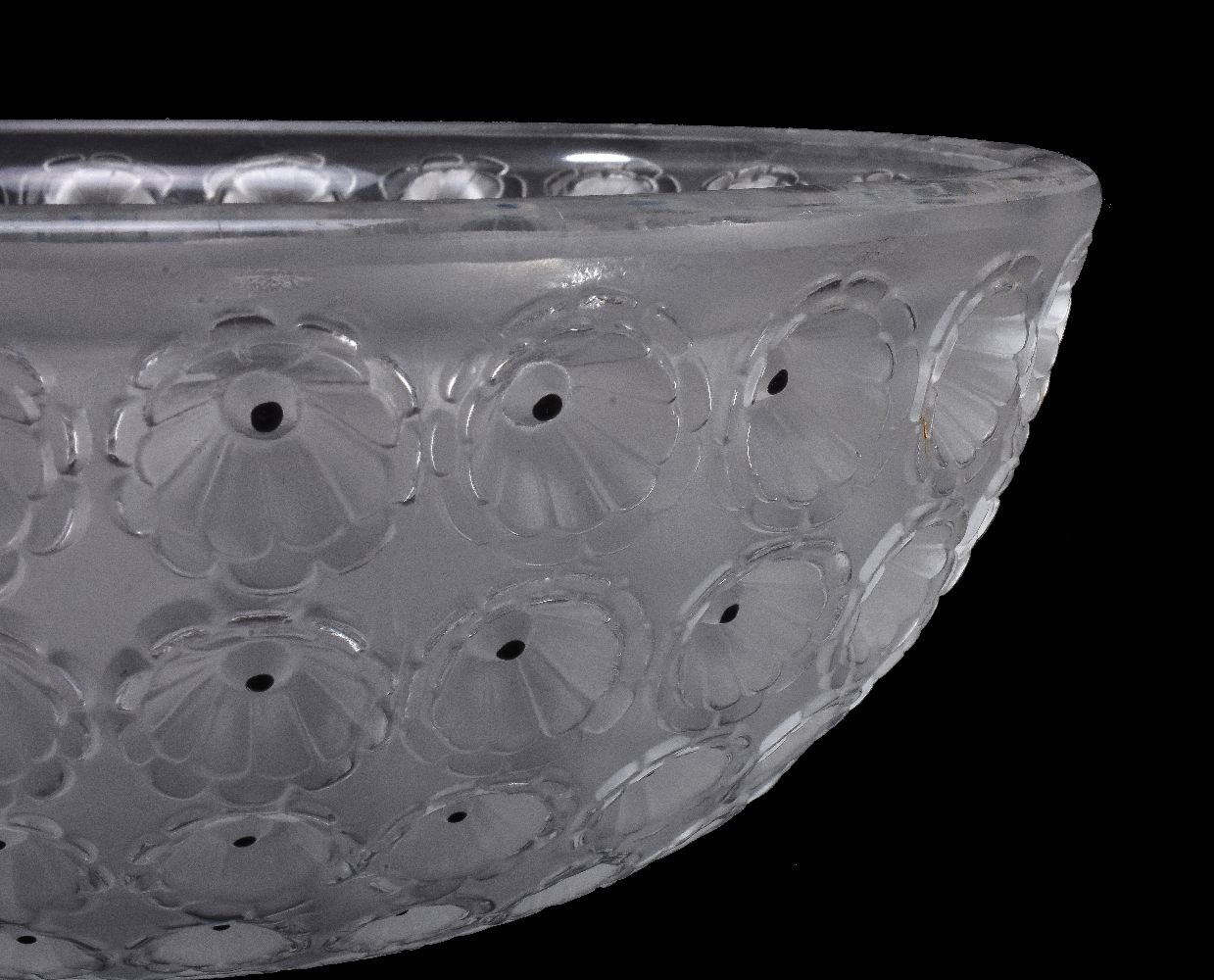 Lalique, Cristal Lalique, Nemours, a pair of clear, frosted and black enamelled glass bowls - Image 2 of 3