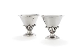 Georg Jensen, a pair of Danish silver pedestal bowls