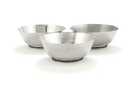 Georg Jensen, three Danish silver bowls
