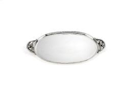 Georg Jensen, a Danish silver Blossom pattern twin handled oval tray