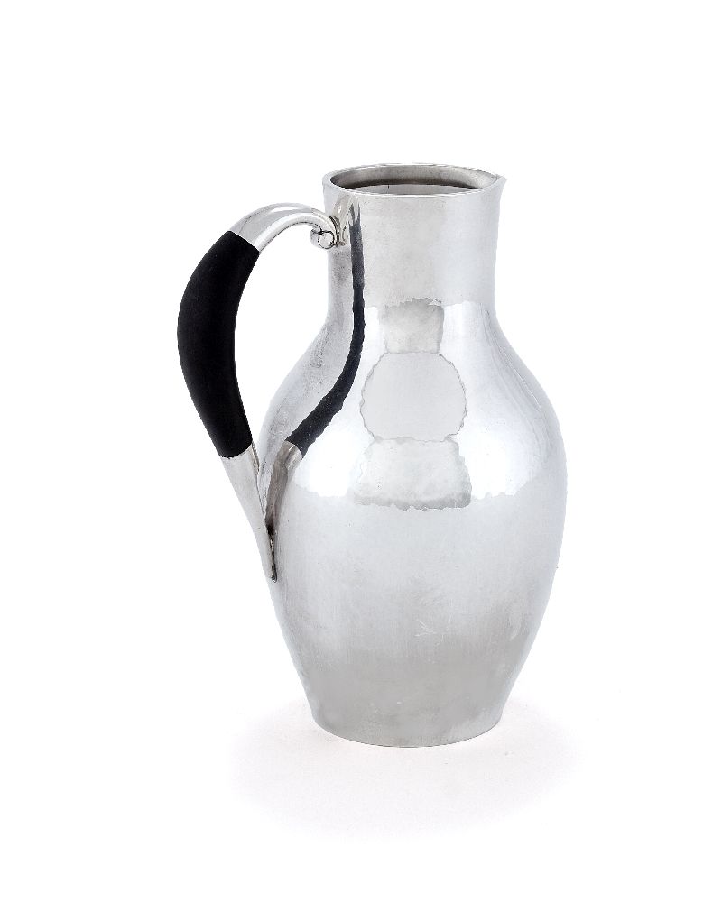 Georg Jensen, a Danish silver water jug or pitcher