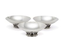 Georg Jensen, three Danish silver bowls