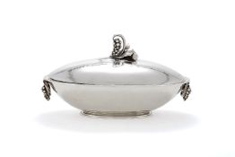 Georg Jensen, a Danish silver Grape pattern vegetable dish and cover