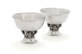 Georg Jensen, a pair Danish silver pedestal bowls