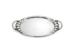 Georg Jensen, a Danish silver twin handled oval tray