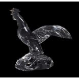 Baccarat, a cut and polished clear glass model of a cockerel