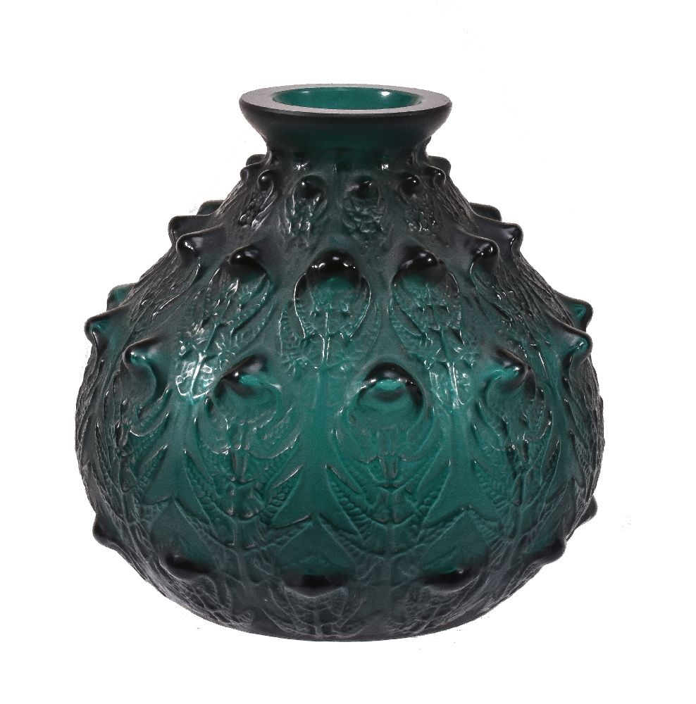 Lalique, René Lalique, Fougères, a green glass vase