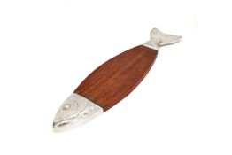 Asprey, a silver mounted wooden salmon serving board by Asprey & Co.